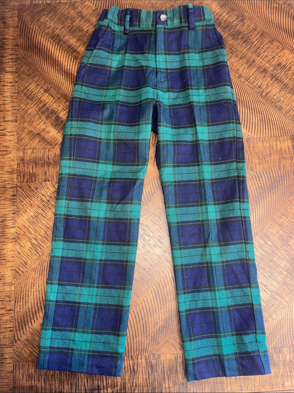 Janie and Jack Green & Navy Plaid Pants